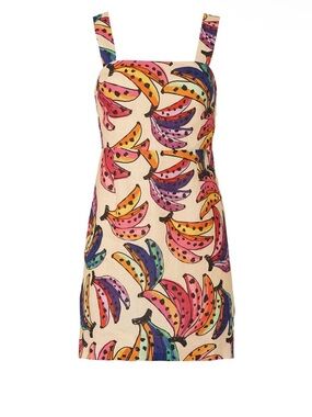 FARM Rio Cream Mini Dress with Multicolor Banana Print